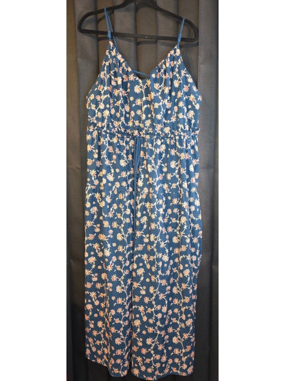 Future Collective Womens Blue Floral Sundress 2X Adjustable Straps 100% Cotton